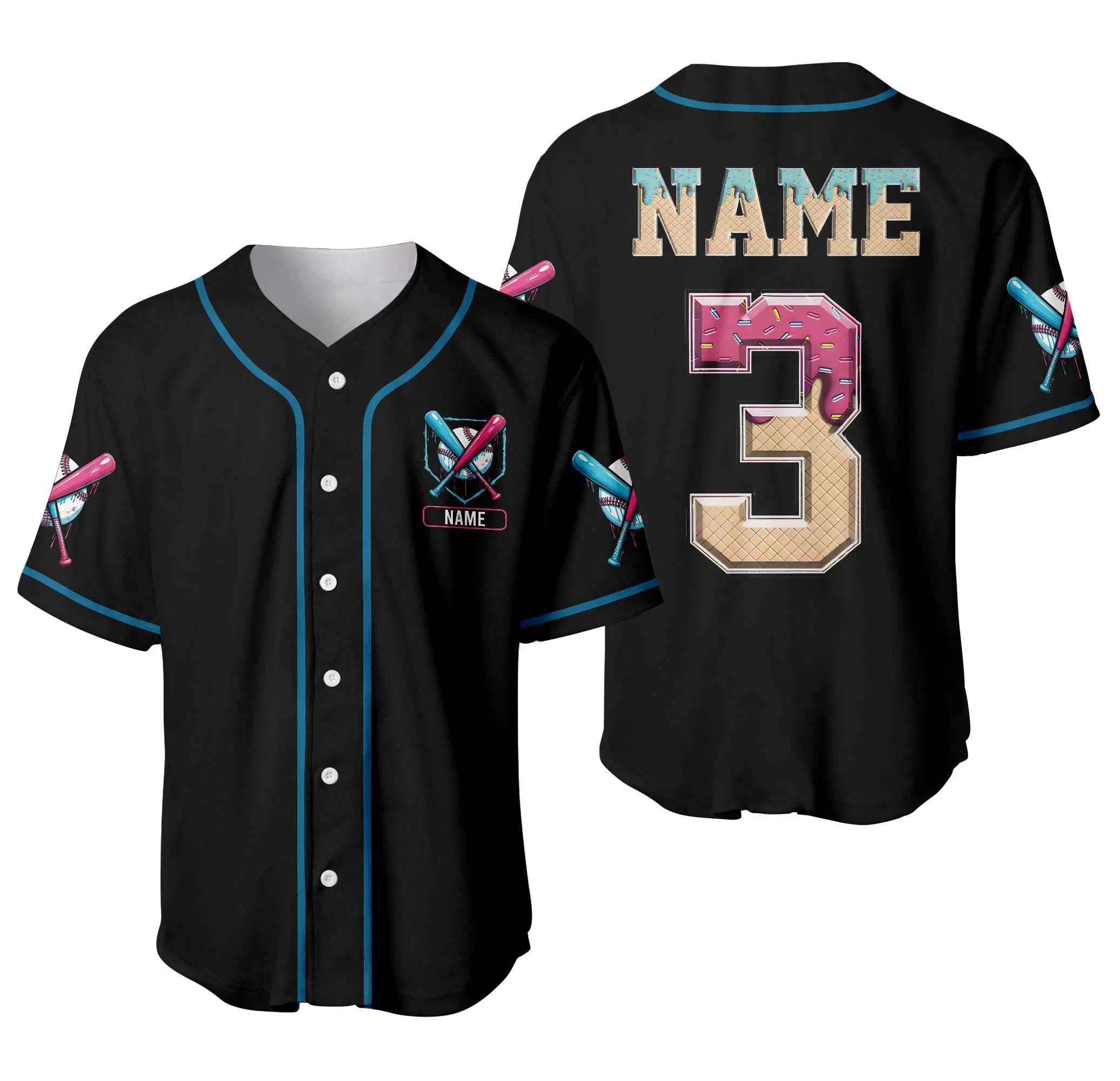 Custom Baseball Drip Custom Baseball Jersey Shirt, Team Baseball Shirt, Kid Bulk Team Gift, Youth Ice Cream Drip TShirt