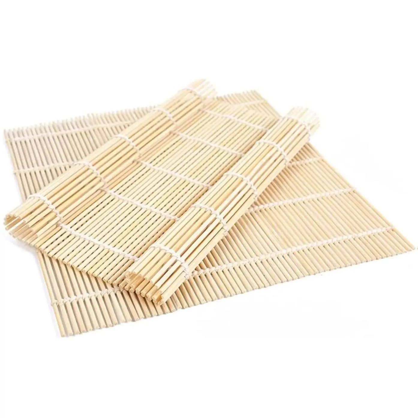 [New Deal] 2-Pack Bamboo Sushi Making Kit - Bamboo Material Rolling Mat (9.5" x 9.6"), Roll Maker, Bazooka, Kitchen Utensils