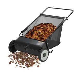 Push Lawn Sweeper, 26 Inch Leaf & Grass Collector, Heavy Duty Thickened Steel Durable to Use, Push Lawn Sweeper with Adjustable Sweeping Height for Yard & Garden Cleaning