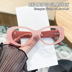 Women's Plastic Oval Wide Leg Glasses, Trendy Cute Atmosphere Fresh Healing, Fashion Old Reading Glasses, Lightweight Glasses
