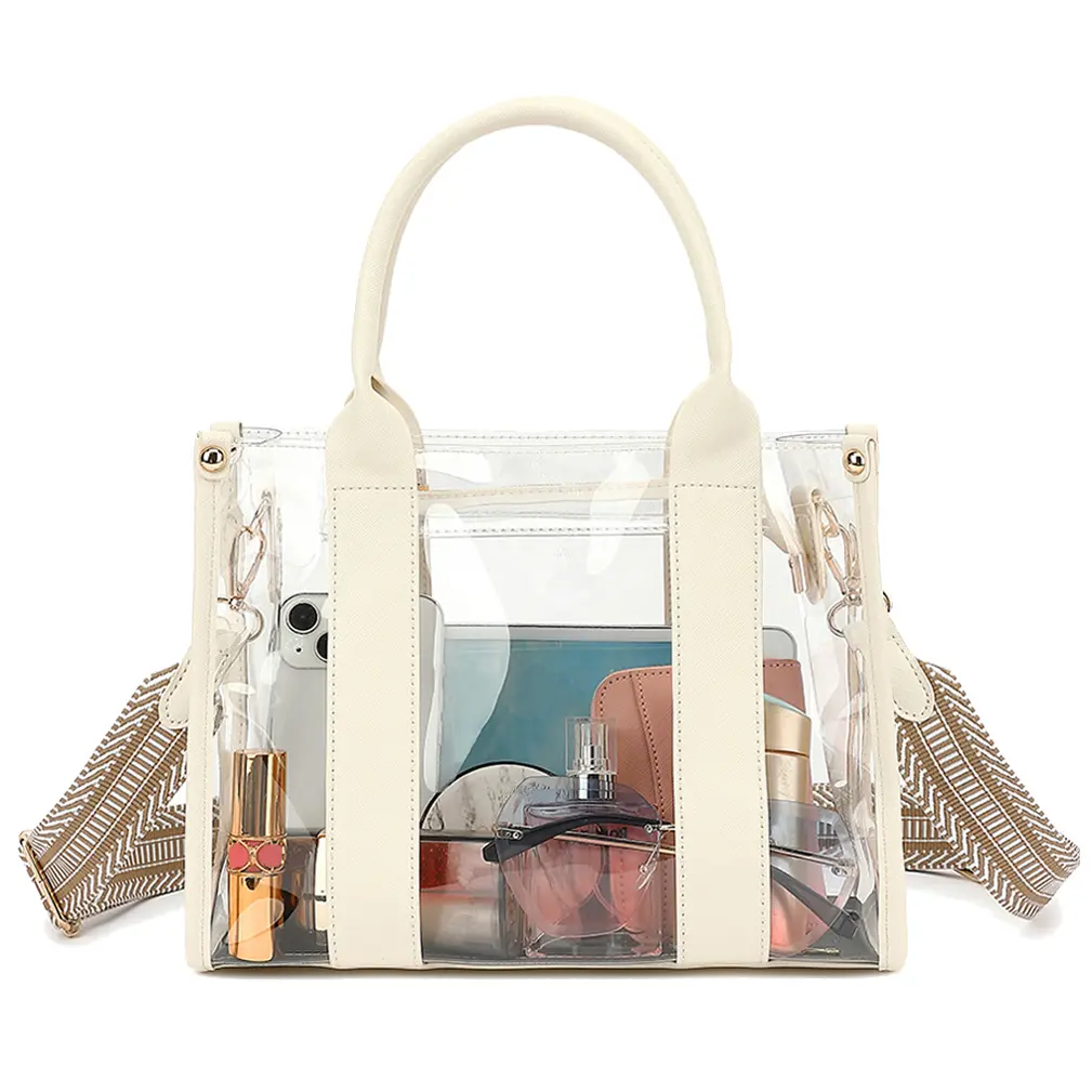 Clear Tote Bag Stadium Approved Clear Bag Clear Purse Handbag for Women with Adjustable Strap