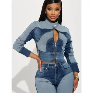 Coronado Two Tone Denim Moto Jacket Medium Wash Cotton Jean Spandex Womenswear Zipper Bag Coats Cropped Garment Polyester Skinny Tops Casual Striped Long Sleeve  Viscose Camo Crewneck Sweatshirt Set Flare Waisted Lounge