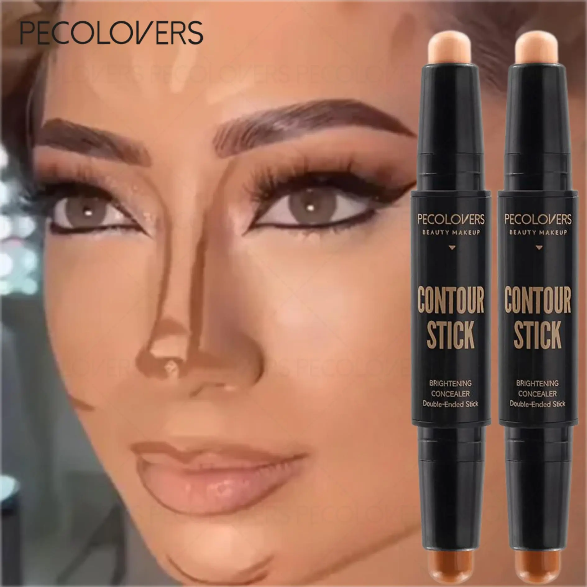 2 Pcs Long-Lasting Makeup Contour Stick, Concealing & Contouring, Longwear Concealer, Dark Circle Cover & Face Brightening