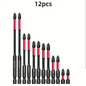 12 Pack Bestgle PH2 Phillips #2 Impact Magnetic Screwdriver Bits, S2 Alloy Steel, 1/4” Hex Shank, 1–6” Long Anti-Slip Tip for Impact Driver & Power Drill