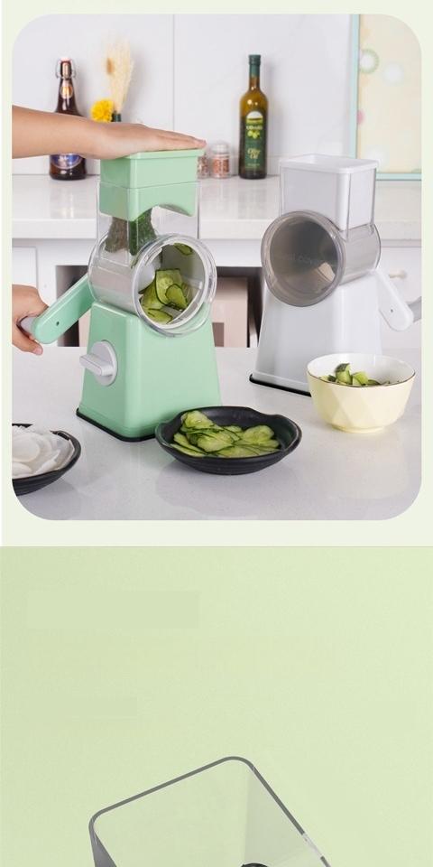 Tekinor Rotary Grater with Handle, 6 Well-Designed Blades, Strong Suction Cup Base, Vegetable Grater & Mandoline Slicer - Kitchen Utensils