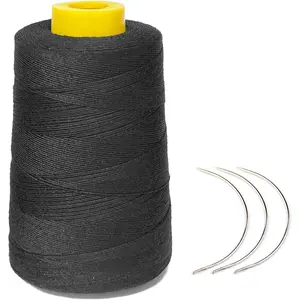 Thick Human  Sewing Thread with 3 count Curl  Wig Making Thread 1000 Yards (Black)