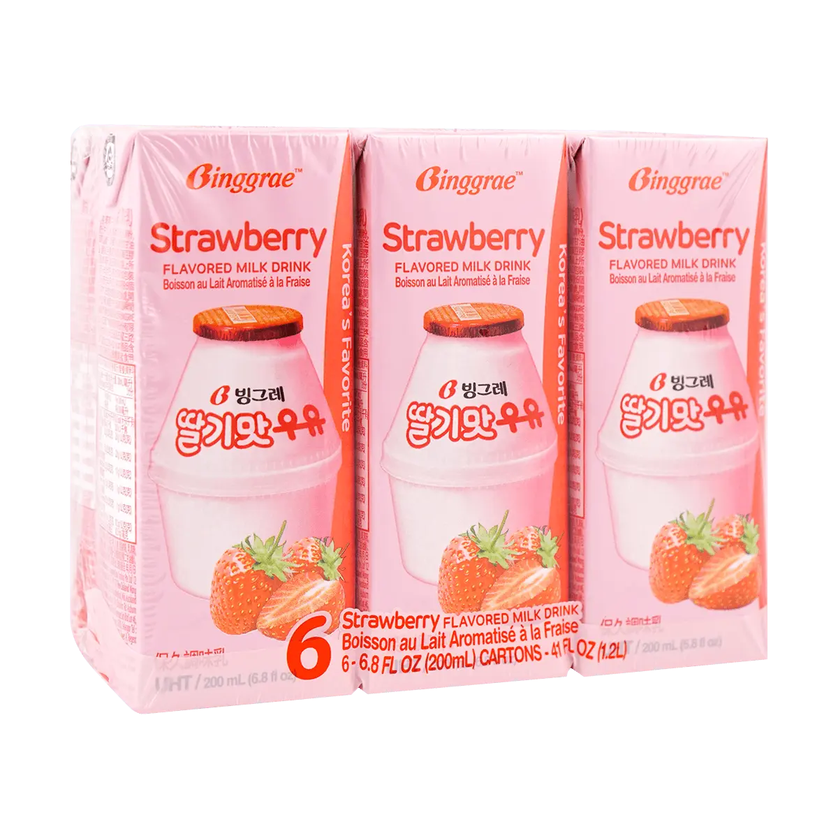Binggrae Korean Strawberry Milk Drink, 200ml x 6 Boxes - Authentic K-Drama Favorite, Perfect Breakfast Beverage