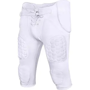 Exxact Sports Rebel Men's Integrated Footballer Pants with Built-in Pads, Lightweight Lace-up Fly Football Practice Pants (A, White)
