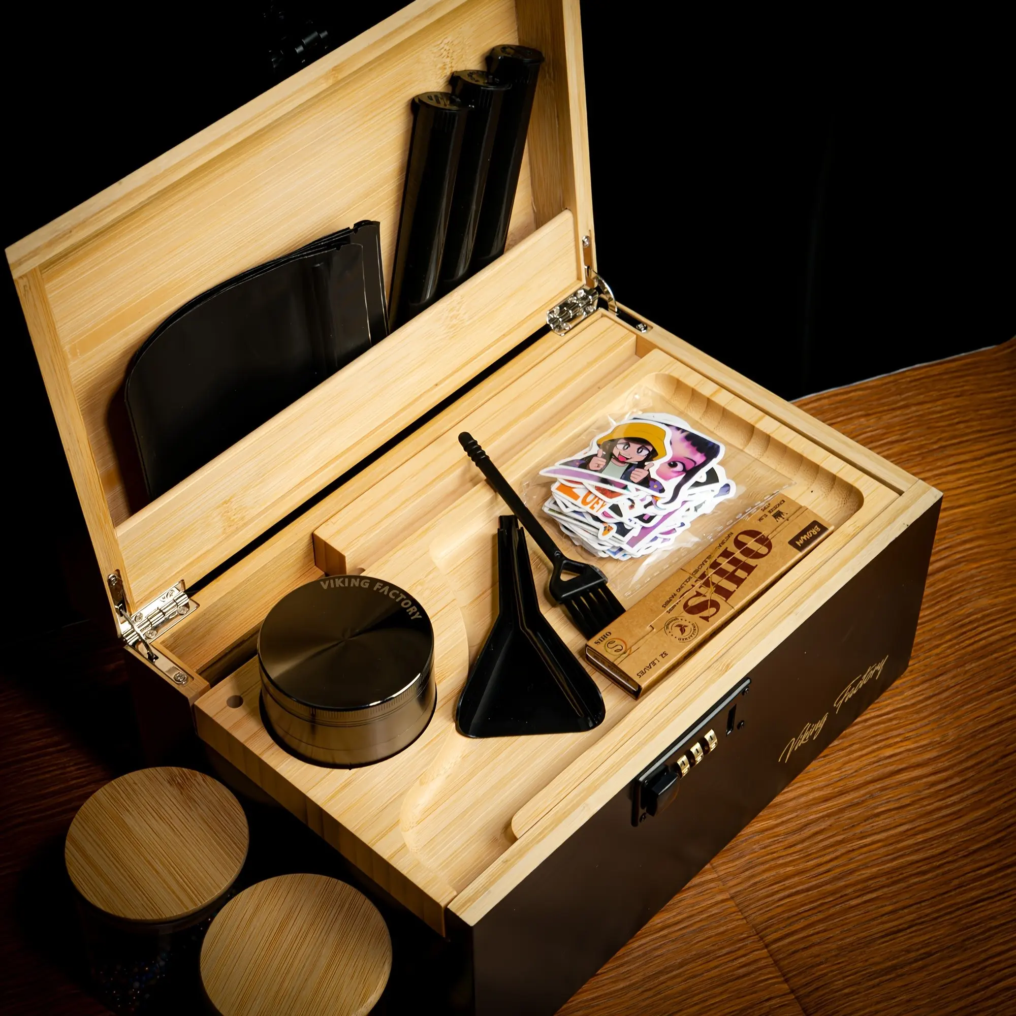Storage Container with Tray, Wooden Lockable Box with Additions, Decorative for Home Storage Solution with Combination Lock, Odor-Proof Storage Box with Combination Lock, Bins And Containers for Organizing Your for home, Jewelry Boxes