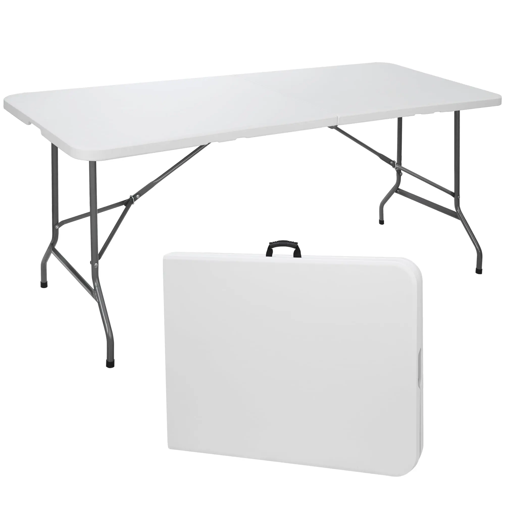 Segawe Multi-Size Rectangular Plastic Folding Table - 8/6/4/2.8/2.5FT Waterproof HDPE Top, Metal Frame, Lightweight Camping Furniture for Picnic Dining, Home Outdoor Furniture,summerwins