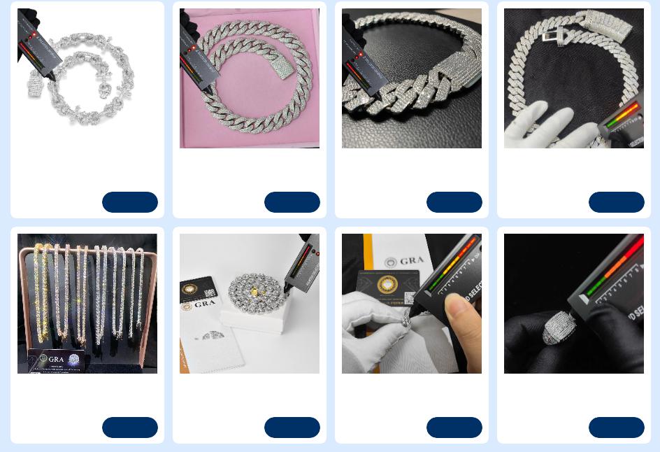 Fine Jewelry Hip Hop 925 Sterling Silver VVS Moissanite Diamond Cluster Tennis Chain Bracelet Necklace for Men Women Fine Jewelry Hip Hop 925 Sterling Silver VVS Moissanite Diamond Cluster Tennis Chain Bracelet Necklace for Men Women