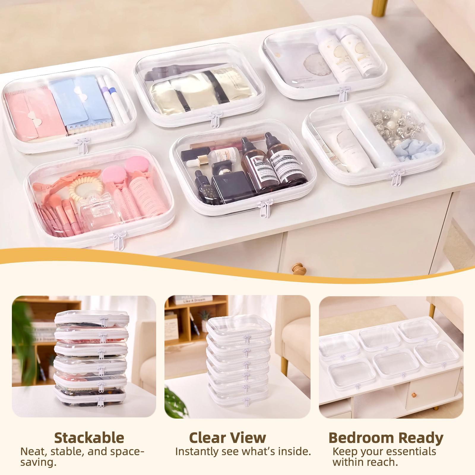 Clear Organizer Storage Box Clear Hard Zipper Case PVC Plastic CLear Storage Containers for Tools & Small Objects Girl Stuff Portable Travel Organizer Set Makeup Organizer Jewelry Box Toy Storage Bins High Transparency TikTokShopMother's Day M+3S