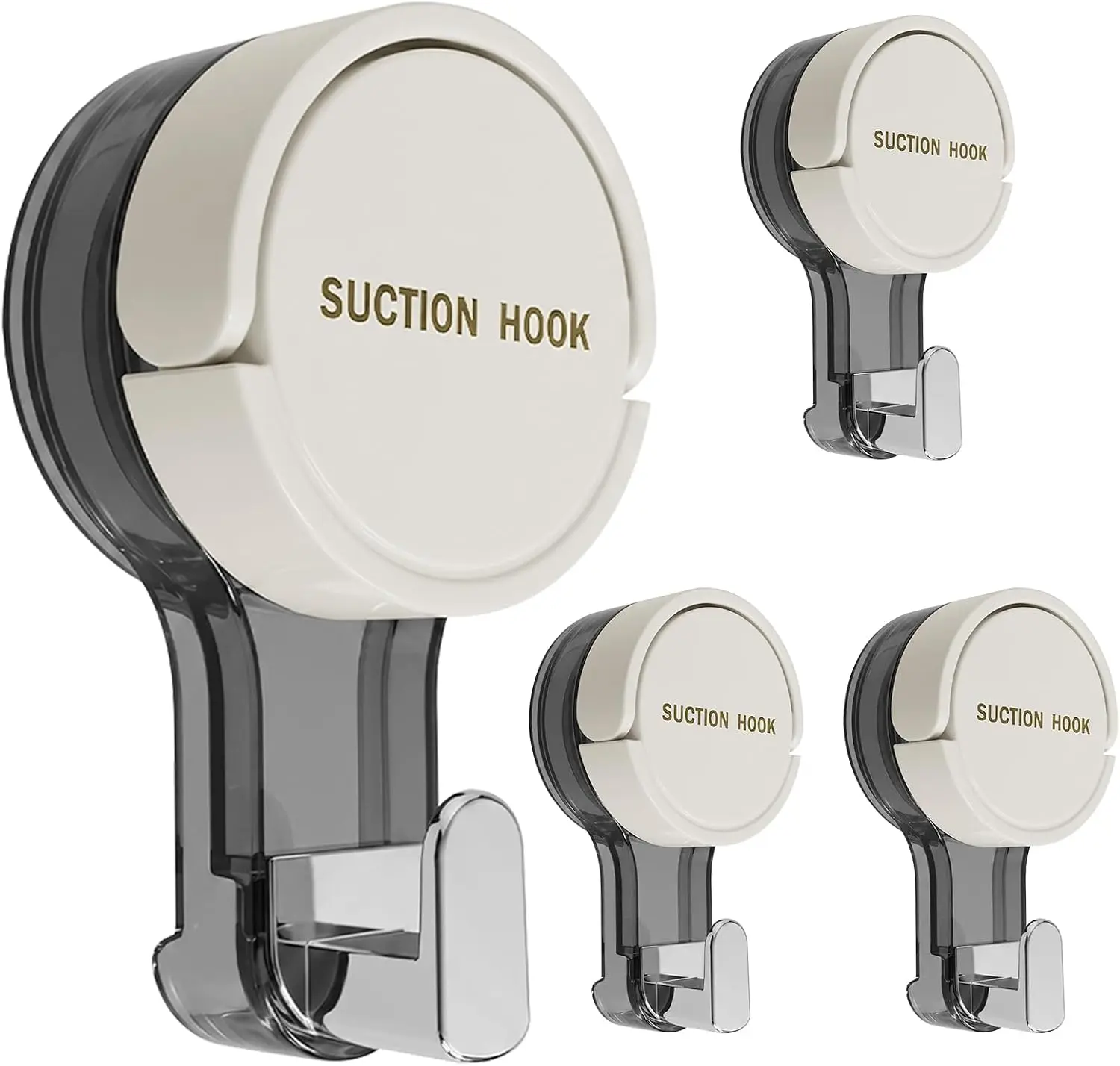 Heavy Duty Suction Cup Hooks, Waterproof Vacuum Shower Hooks for Bathroom & Kitchen, No Drill Damage-Free Reusable Wall Hangers for Towel, Loofah & Wreath Max Load 11 lbs