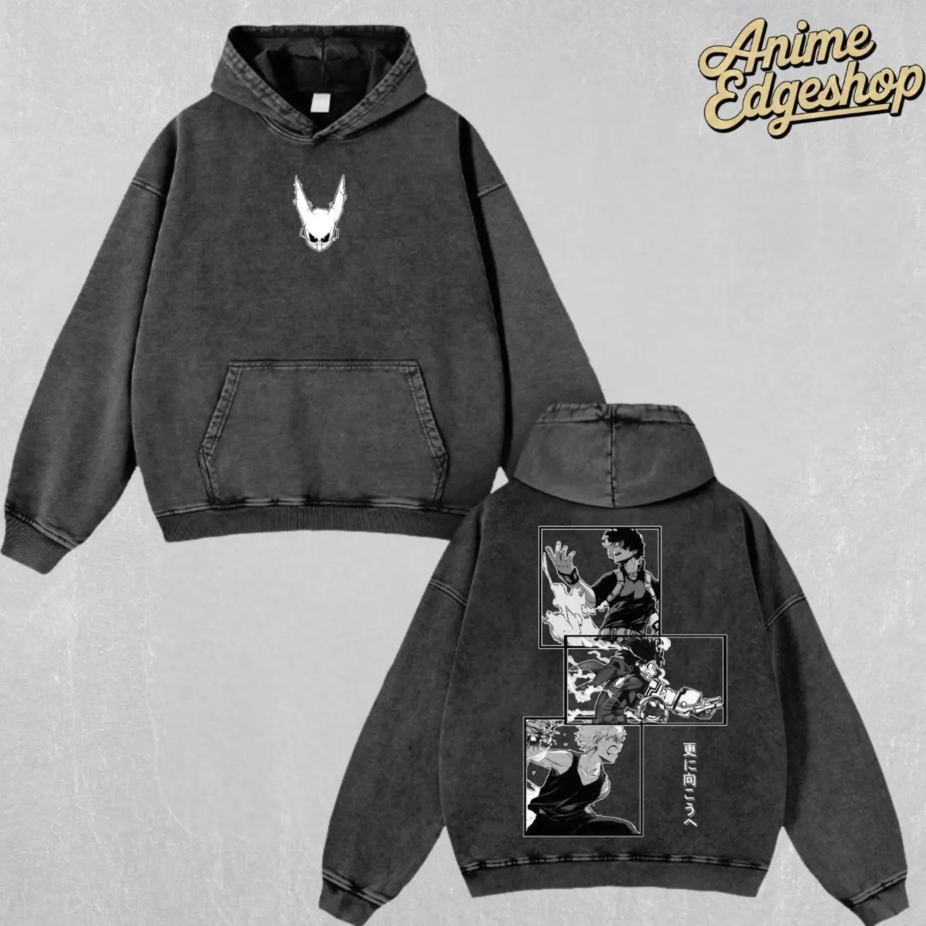 Retro Vintage Deku, Todoroki, Bakugo Oversized Washed Hoodie , My Hero Academia Anime Streetwear Outfits, Heavyweight Cotton Unisex Top, Gift For Him & Her Manga Lover, Halloween gift  36I