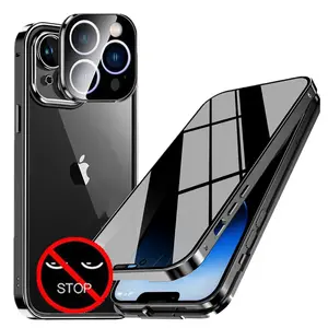 Double Glass Anti-Peep Privacy Magnetic Adsorption Case Camera Lens Protection Cover for IPhone 16 15 Pro Max 16Plus 16Pro Case