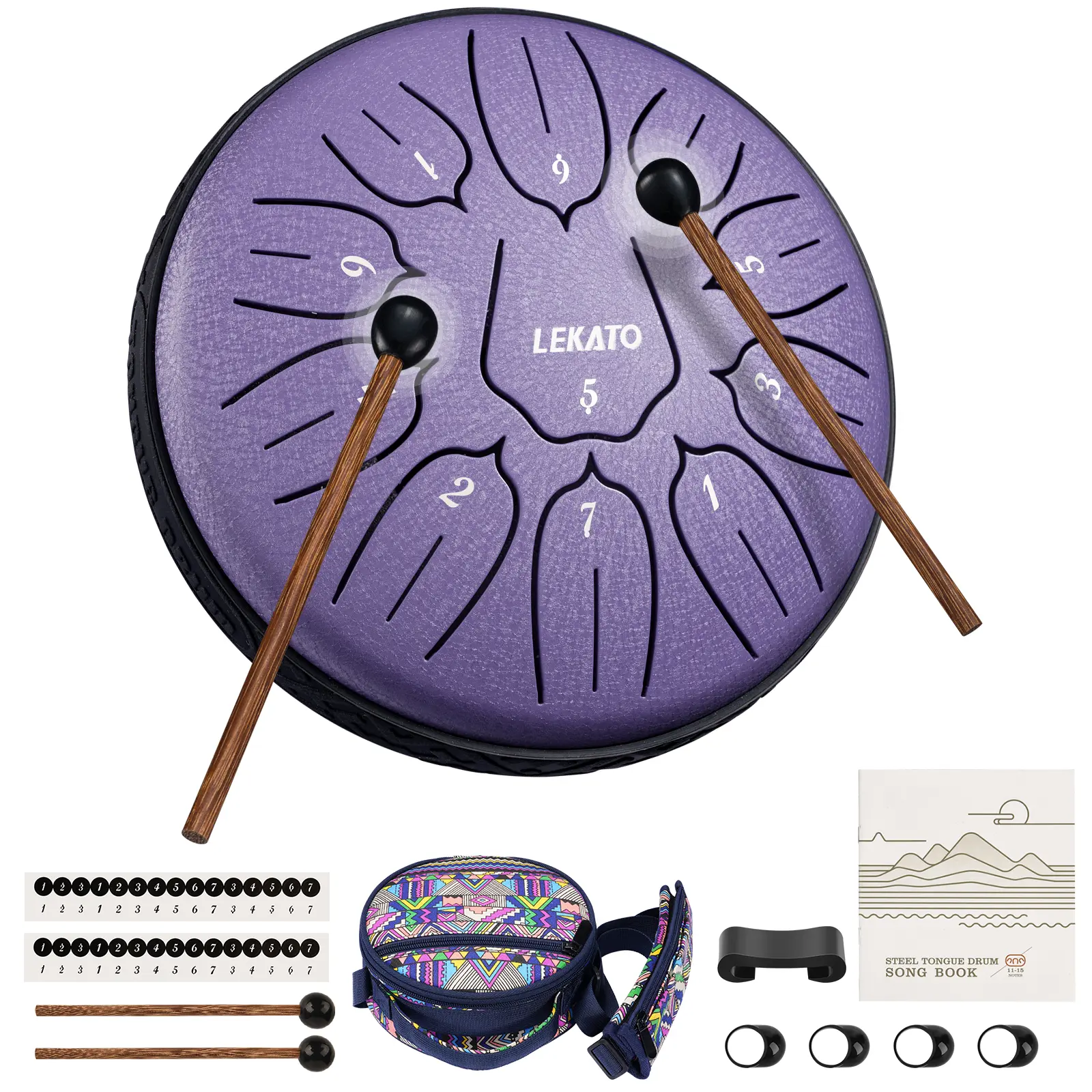 LEKATO Steel Tongue Drum, 6 Inch 11 Notes Steel Drum, With Colorful Carring Bag, Beginner Handpan Drum, Percussion for Meditation, Yoga, Musical Education