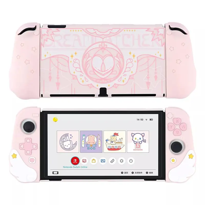 GeekShare Protective Case Compatible with Nintendo Switch / NS Oled Console Accessories and Joy Con- Slim Cover Case Charging Dock Case with Ergonomic Design for Switch Model - Star Wings