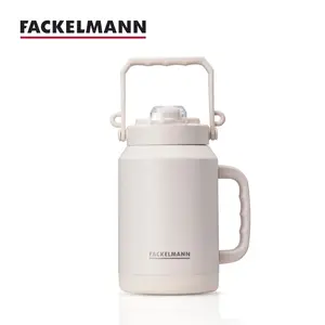 [NEW 2026] FACKELMANN Tough-To-Tip Admiral's Mug 54-64 oz | Twist-on Flip Open Lid | Wide Body with Non-Skid Rubber Base | Insulated Stainless Steel Coffee Cup | BPA-Free