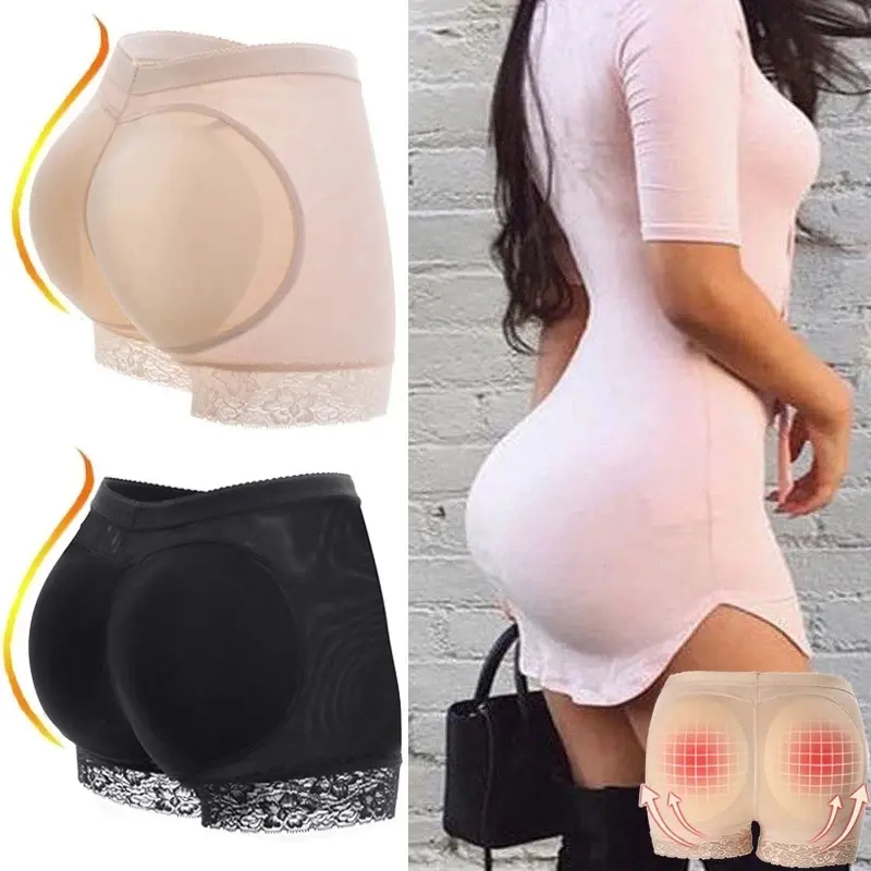 Shapewear Boyshorts for Women with Removable Padding for Butt Lifting, Tummy Control, and a Lace Trim Waistband, Hip, Padded