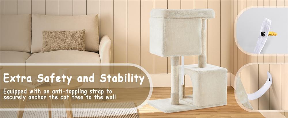 Yaheetech 33.5'' Cat Tree Tower with 2 Cozy Plush , Oversized Perch & Sisal Scratching Posts for Indoor Cats condo kitty