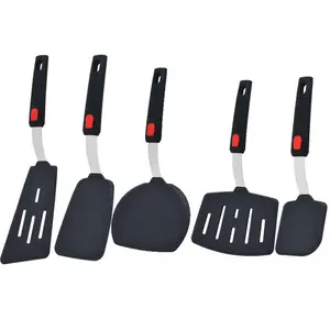 Silicone Spatula Turner Set, Heat Resistant Cooking Spatulas for Nonstick Cookware, Large Flexible Kitchen Utensils Gadgets BPA Free Rubber Spatula Set for Egg, Pancake, Fish, Burger Kitchen Tool