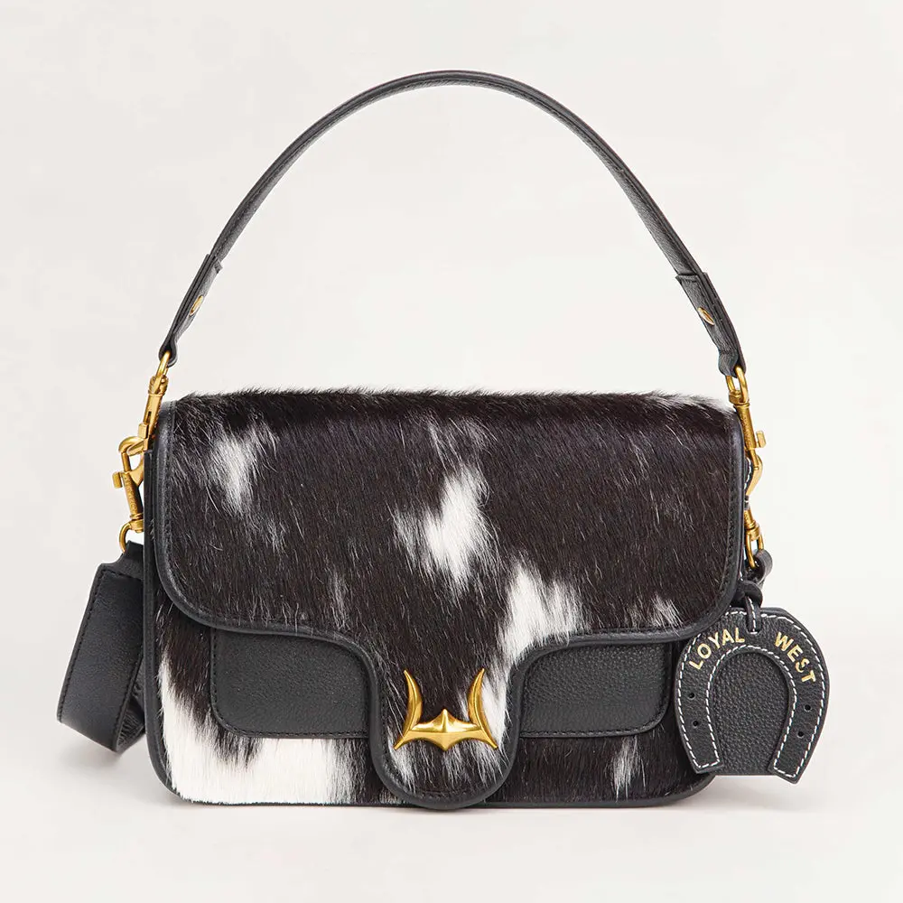 Women's Leather Handbag, Medium Black and White Hairon Cowhide Crossbody with Removable Strap for Daily Use, Leather Handbags, Crossbody Purse, Haironcalfskin, Ruggedrefined, Daily Use Bags, Luxury Finds, Customizable Wear, Chiclook