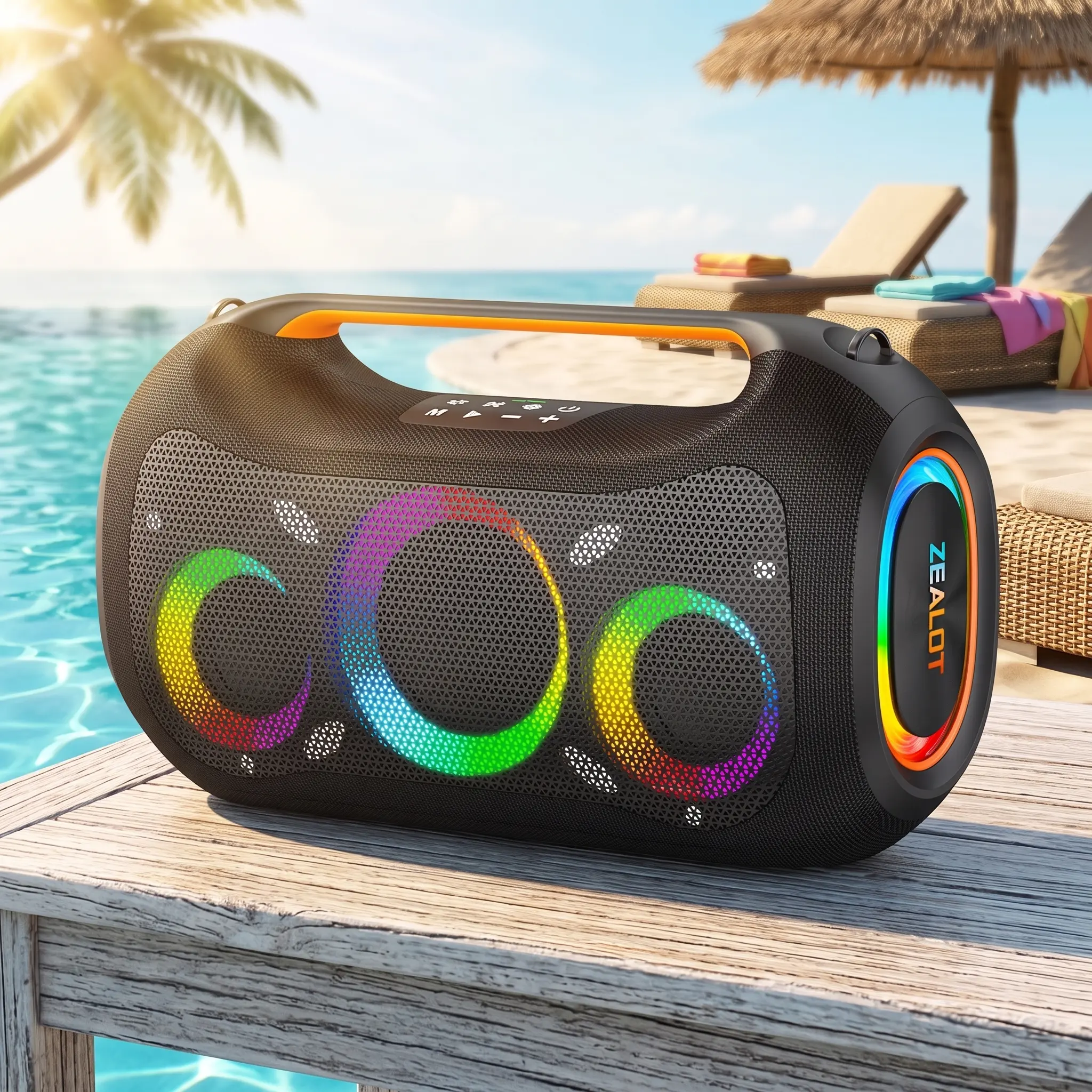 400W Maximum power【ZEALOTs 】Portable wireless speaker high ,fidelity sound and audio, desktop Bluetooth speaker surrounWS pairing, Tattery life, supports USB/TF card/AUX/BT smartphones. Ideal choice for family/car/party/camping/