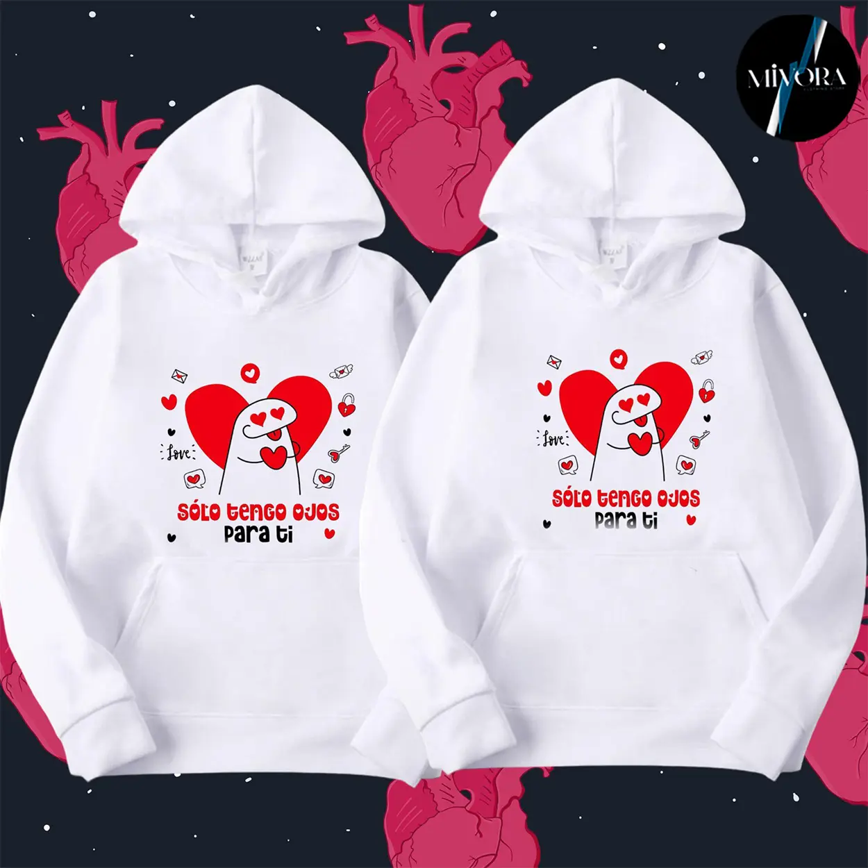 Funny Fl0rk Couple Matching Hoodies, Graphic Hoodie Casual Fabric Pullover Hooded Sweatshirt for Women for Men, Couples Love Gift