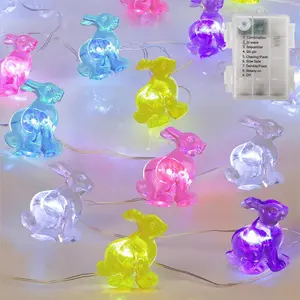 1 Pack Easter Decorative Lights, 16FT 50LED Colorful Bunny String Fairy Lights,  Operated  Shaped Lights, 8 Modes & Timer,  Indoor Outdoor for Easter Party