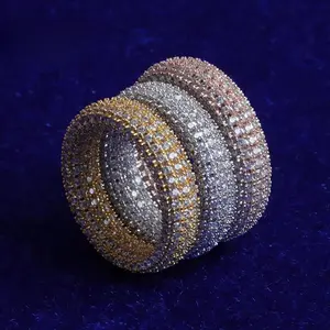 [ICE HUE]18K Gold Vacuum Plated Copper with 5A+ Sri Lanka Zircon Full Diamond Ring Miami Italy Mexico & Micro Inspired for Women & Men Luxury Jewelry,Daily Wear,Casual Fashion,Gift Idea,,Classic,Hip Hop,Simple,Sporty Style
