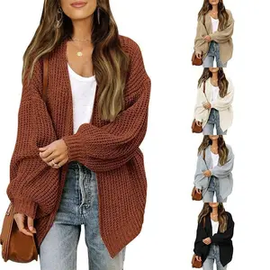 Womens Cardigan Sweaters Chunky Open Front Cardigan Oversized Cable Knit Sweaters with Pockets(Raincoats)(Sheets)