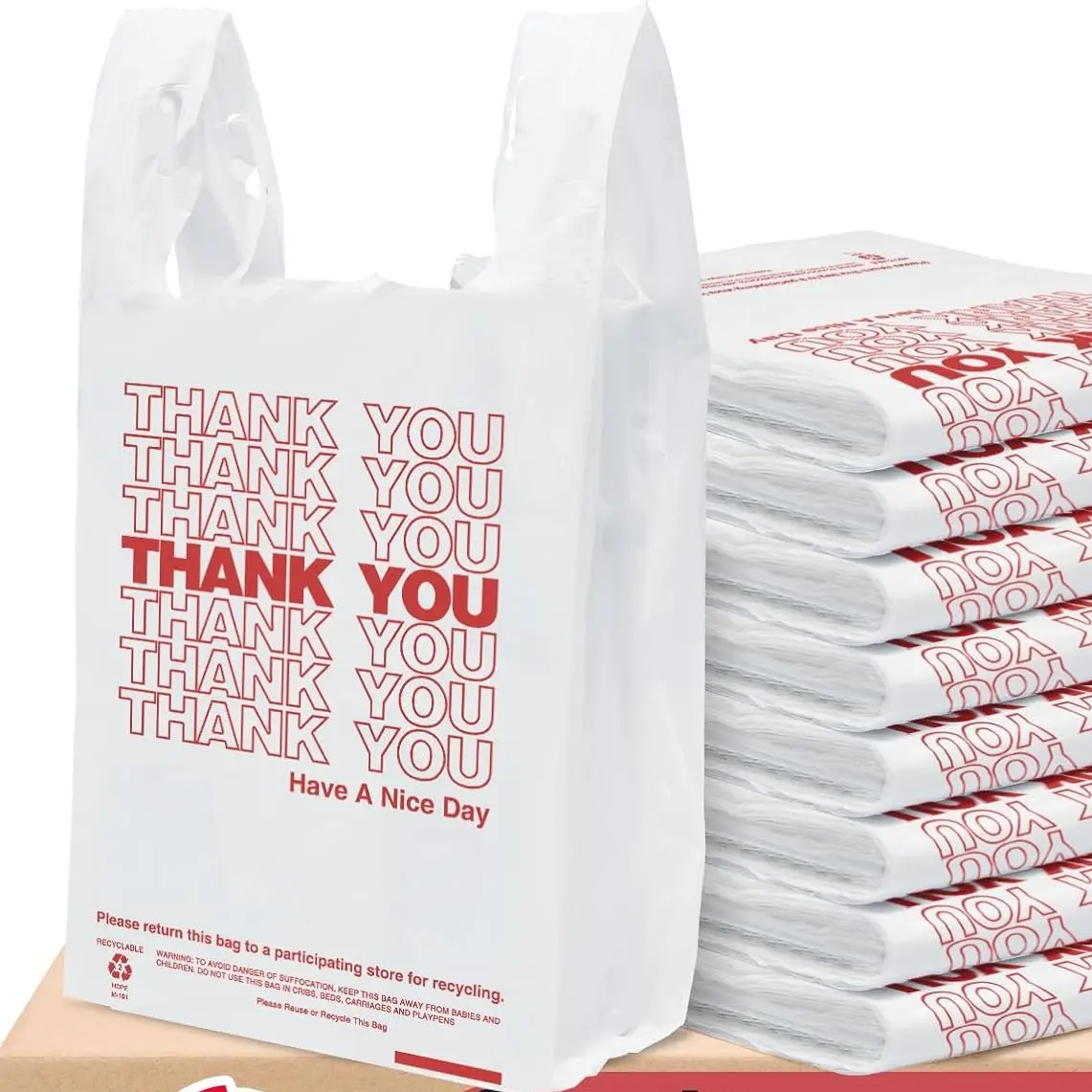 Thank You Plastic Bags (350 Count) (11.5" x 6.5" x 21") (White) - Grocery, Shopping Bag, Restaurants, Convenience Store