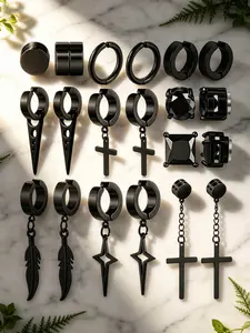 10 Pairs Fashionable Stainless Steel Ear Cuffs Set, Multiple Styles Available, Non Pierced Earrings, Perfect for Daily Wear or Parties, Ideal Gift for Friends and Family
