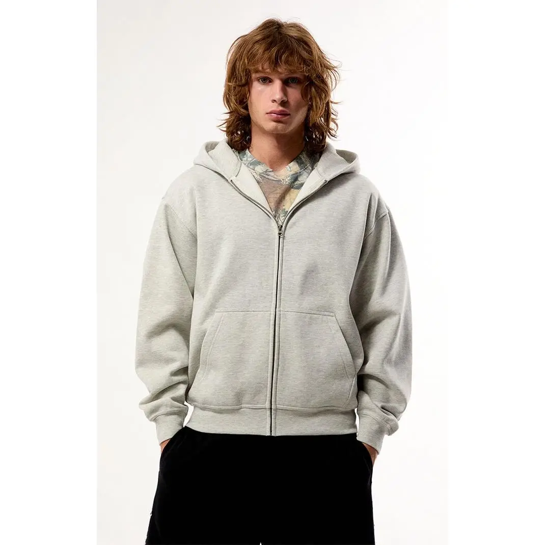 Pacsun Men's Heather Grey Snow Wash Full Zip Hoodie