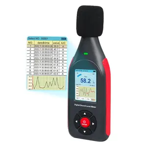 Decibel Meter Data Logger Digital Sound Decibel Meter, Sound Level Meter with 43,000 Data Record & Export, Rechargeable Noise Meter with A/C Frequency&DC Output, 3-Color , Real Time Measurement
