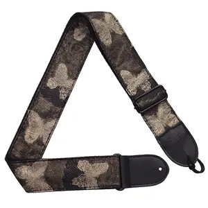 Embroidered Butterfly Electric Guitar Strap Acoustic Guitar Electric Bass Strap Folk Acoustic Guitar Universal Shoulder Strap Accessories