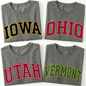 Tee Print Lab Vintage Varsity Graphic Tee Women 50 US States College Style Design Retro Aesthetic Relaxed Fit Soft Tee Short Sleeve Long Sleeve Game Day Gift Trendy Top Womenswear