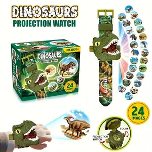 Dinosaur Watch Projector Toy - Flip-Over Animal Flashlight With 24 Dinosaur Images - Educational Gift For Kids To Promote Learning & Fun Adjustable Projection Clarity Adjustable Projection Clarity