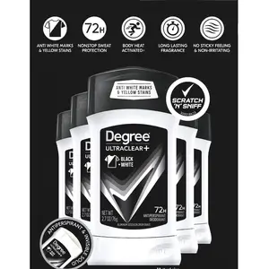 Degree Men UltraClear+ Antiperspirant Deodorant Black + White 5 Pack | 72H Sweat & Odor Protection