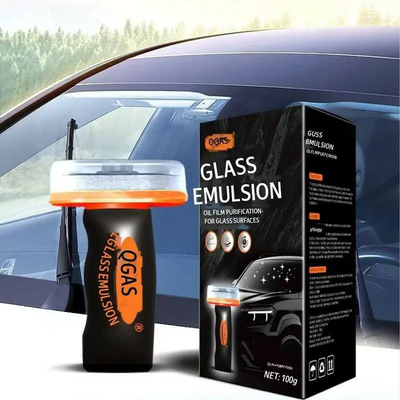Automotive Handheld Oil Film Remover Cream Paste – Heavy Duty Glass Decontaminant, Eliminates Stubborn Water Spots, Road Grime, & Acid Rain Residue – Fast Cleaning, Compact 100g Degreaser for Crystal Clear Windshields effective oil film remover