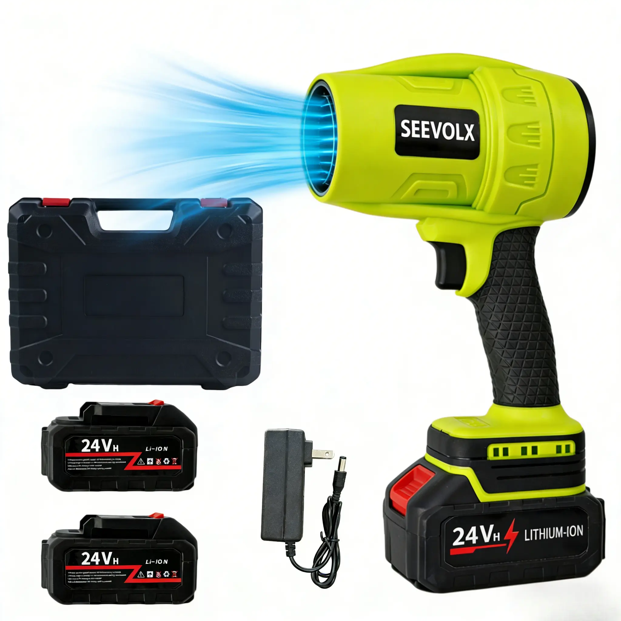 24V Cordless Leaf Blower with 2-Pack Rechargeable Batteries, Adjustable Speed, Lightweight Portable Design, for Car Drying After Rain/Wash, Patio & Driveway Cleanup