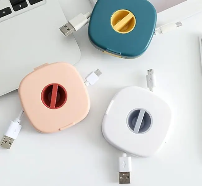 Round & Flexible Bendable Compact Retractable Portable Cable Management Organizer - 3 Pieces Desk Organizer for Home Office Desk Storage Accessory (4 Pieces Option Available)