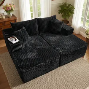 【2 Packages Shipping】XIZZI 75" Oversized Boneless Double Chaise Lounge Sofa, Modern Compressed Plush Corduroy Upholstered Sectional Cloud Couch Sleeper Couch Bed, Lovesac Deep Seat, Comfy Lazy Chair for Living Room