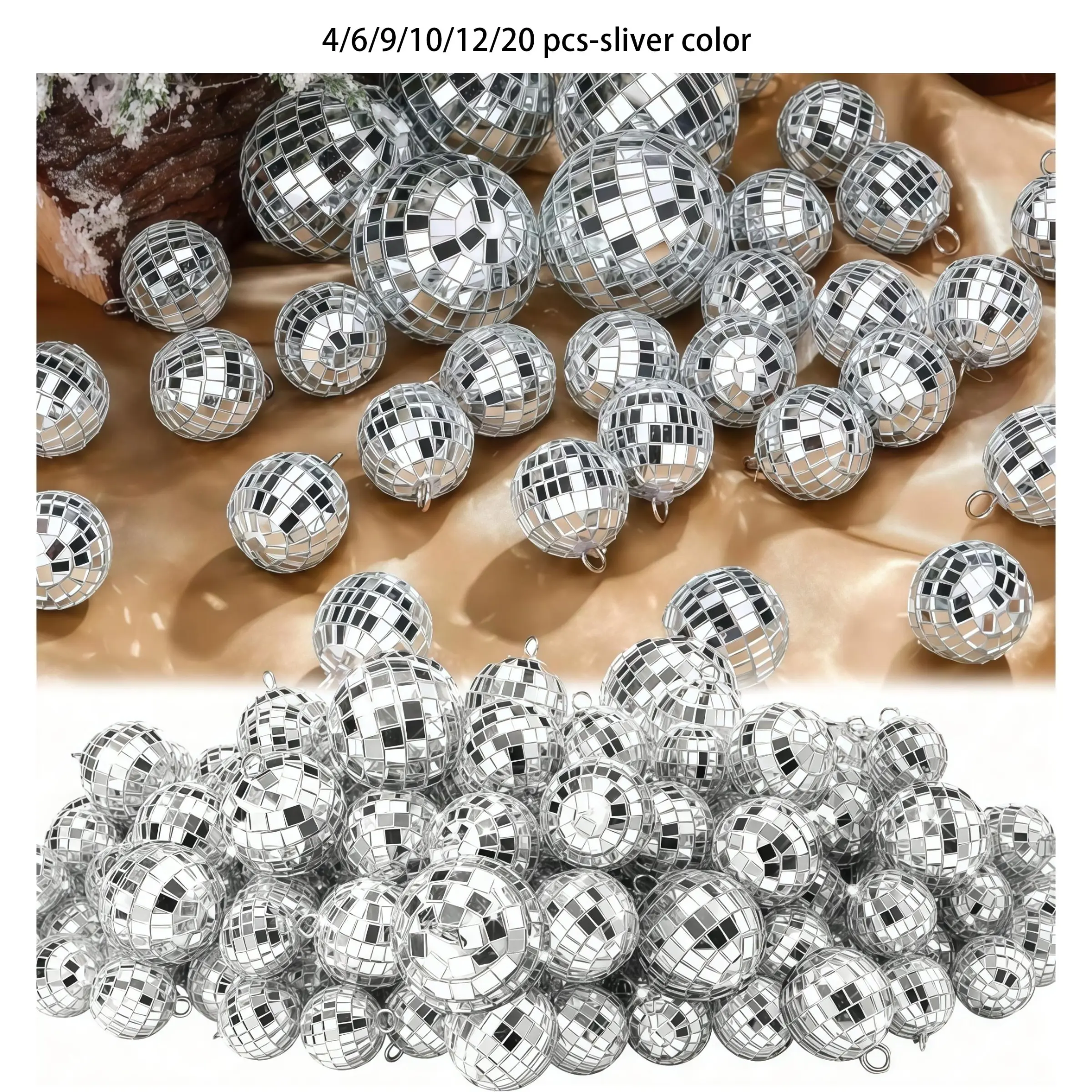 20 Pack - 2/3/4/5 Cm - Silver Color Reflective Disco Balls Hanging Ornaments for DIY Projects, Hanging Decor for Birthdays, Weddings, Graduation Party Decorations, Party Decoration Supplies, Party Accessory, Party Supply