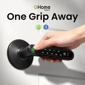 GHome Smart KH10 New 4-in-1 Smart Handle Lock Fingerprint Passcode Key & App Unlock with AI & Bluetooth Technology