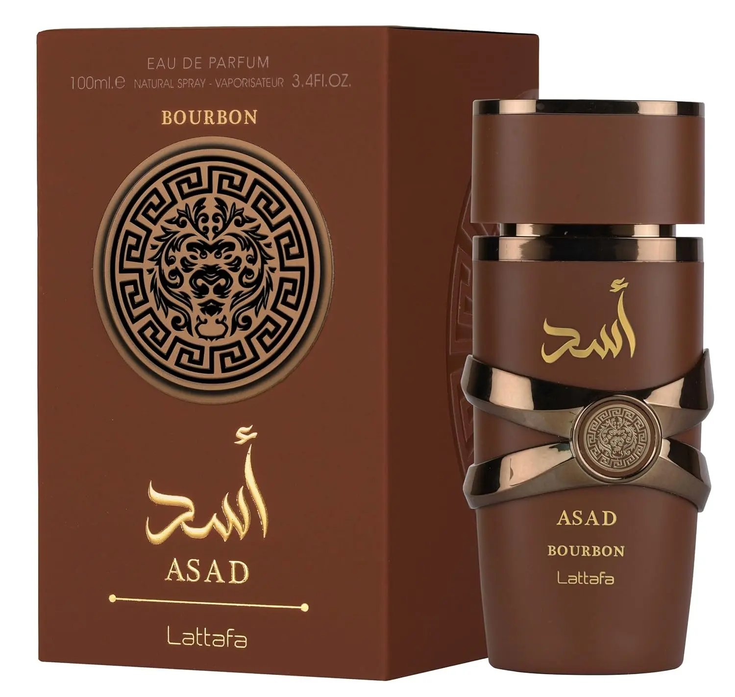 Lattafa Asad Bourbon for Men 3.4 Ounce (100ml) Eau De Parfum Spray Perfume Fragrance Spicy Fruity