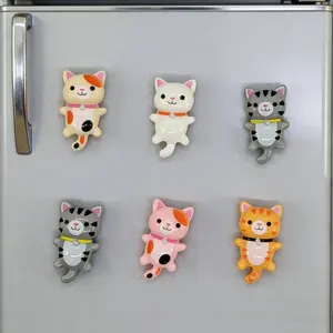 6pcs Cute And Cheerful Mixed-color Kitten Magnets, Mini Cute Kitten Fridge Magnets, Resin Accessories, Adorable Kittens, Funny Home Decorations, Suitable For Fridge Decorations, Home Decorations, DIY Crafts
