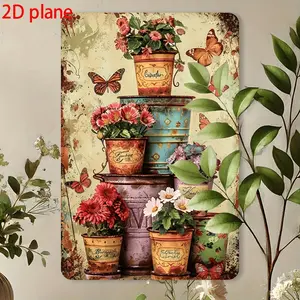 2D Vintage Metal Garden Panel, 8 x 12 Inches, Decorative Wall Art for Home, Office, Bar, Cafe, Library, Garage - Indoor/Outdoor Iron Craft, 2D Flat