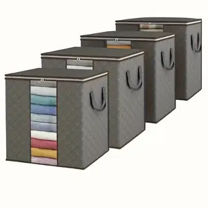 4-Pack Vertical Storage Bags, Space Saver Bags, Foldable Clothes Blanket Organizer, Reinforced Handle, Multifunctional Storage Bag, Home Storage Bag, Bedroom Closet Bed Bottom Storage, Travel Luggage Bag