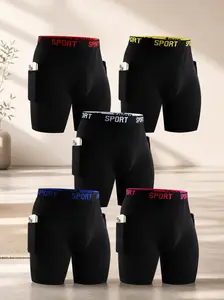 5 Pack Men’s Boxer Briefs with Pockets, Breathable Quick Dry Stretch Underwear, Elastic Waist Sports Boxers for Running & Fitness